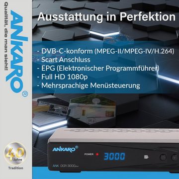 Ankaro DCR 3000 Plus Full HD - DVB-C Kabel-Receiver (HDTV, HDMI, Scart, Coaxial, Mediaplayer, USB)