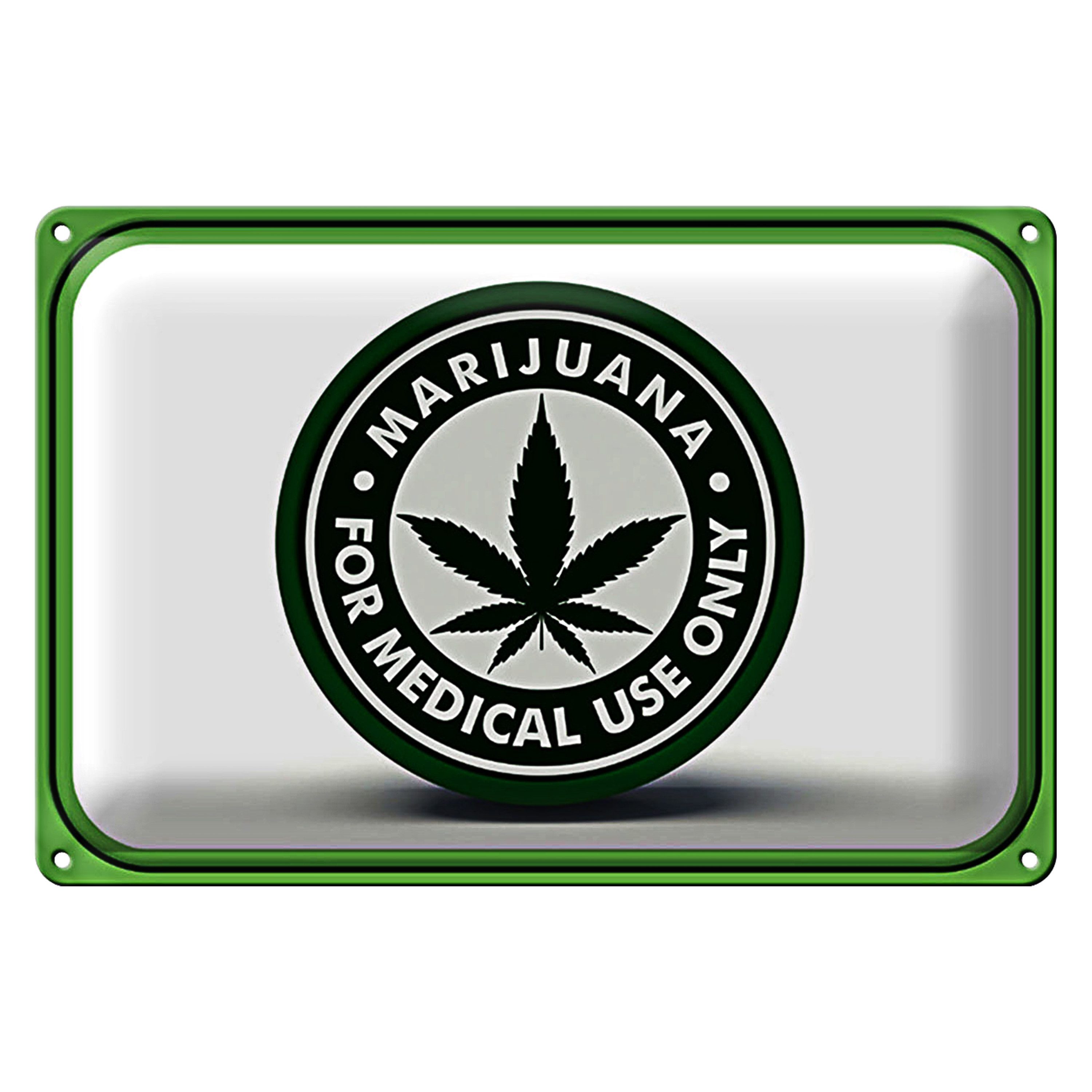 Roomando Metallschild Blechschild Marijuana 30x20cm for medical use only