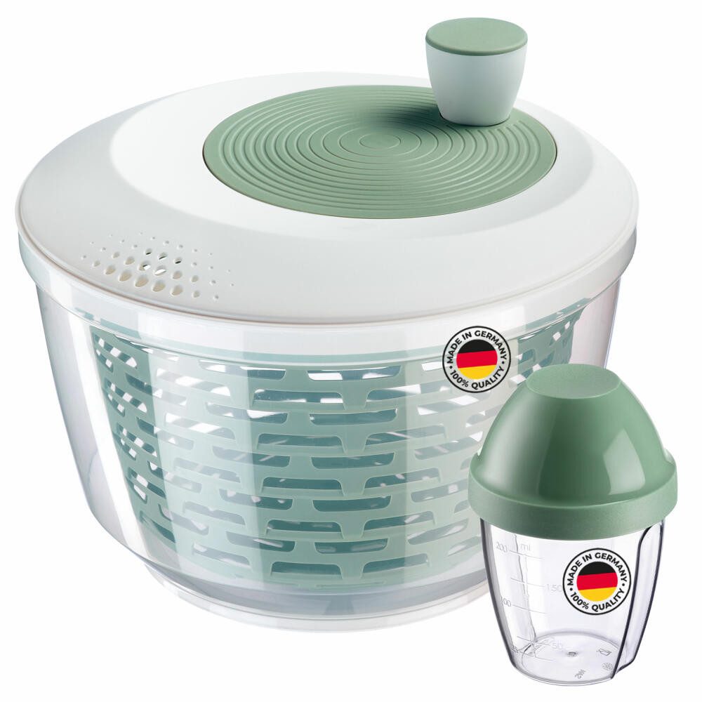 WESTMARK Salatschleuder "Spinderella" (4,4l) und Mix- und Schüttelbecher "Mix-Ei" (0,25l), Made in Germany, spülmaschinengeeignet, BPA-frei