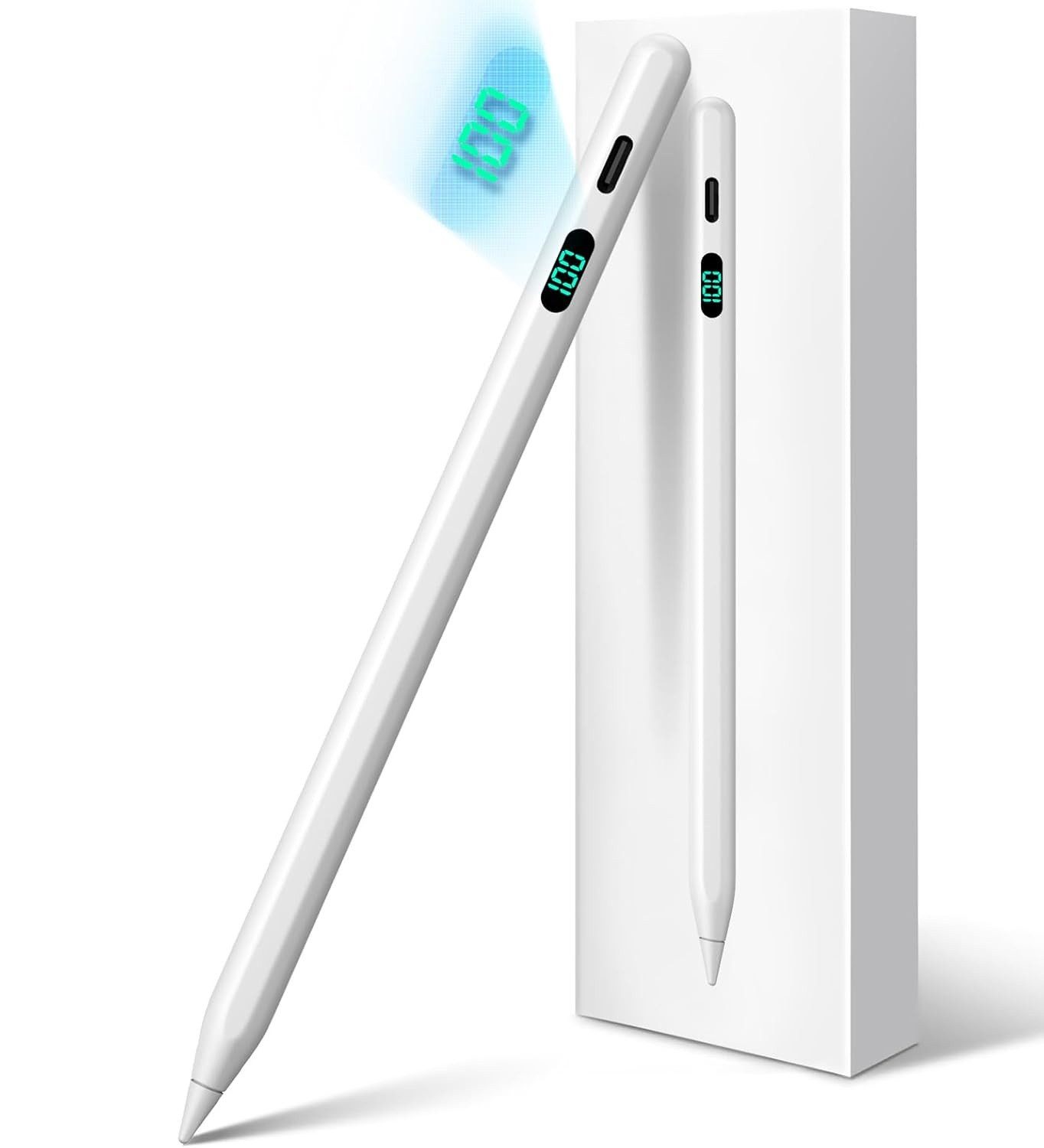 VEKROBOT Eingabestift Kapazitivstift Mit Display Für Tablets Touchscreens Ideal Zeichnungen (Packung, 1-St., Touchscreen-Stift – Eingabestift zum Zeichnen & Schreiben) Echtzeit-Batterieanzeige mit praktischem Digitaldisplay