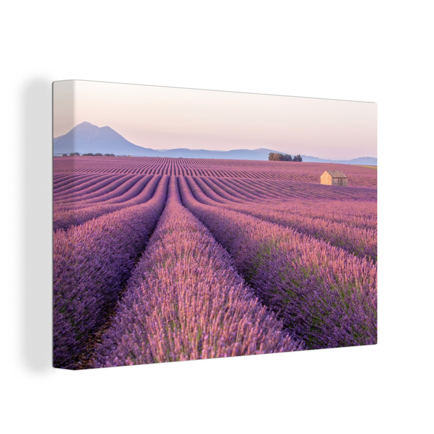 OneMillionCanvasses® Leinwandbild Landschaft in Frankreich mit einem Lavendelfeld, (1 St), Wandbild Leinwandbilder, Aufhängefertig, Wanddeko, 30x20 cm