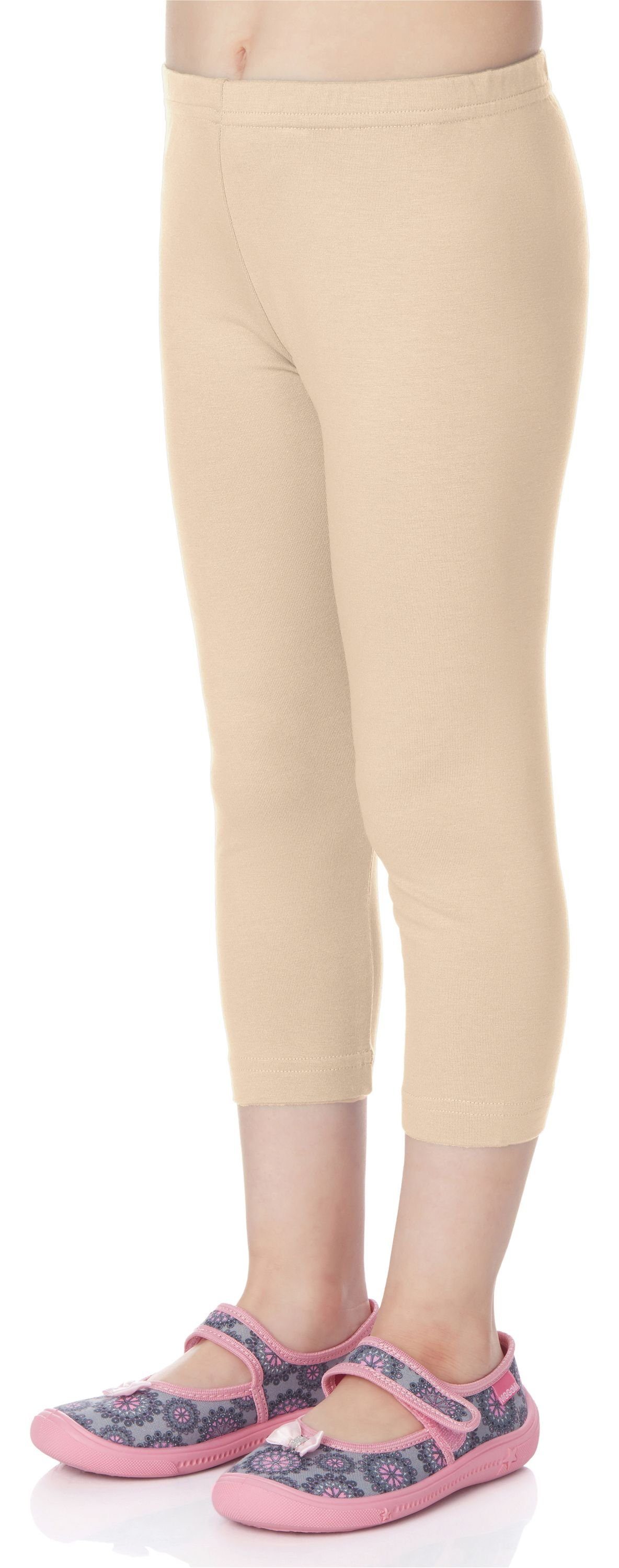 Bund 3/4 Beige Capri elastischer Leggings Merry Viskose Style (1-tlg) Leggings aus Mädchen MS10-131
