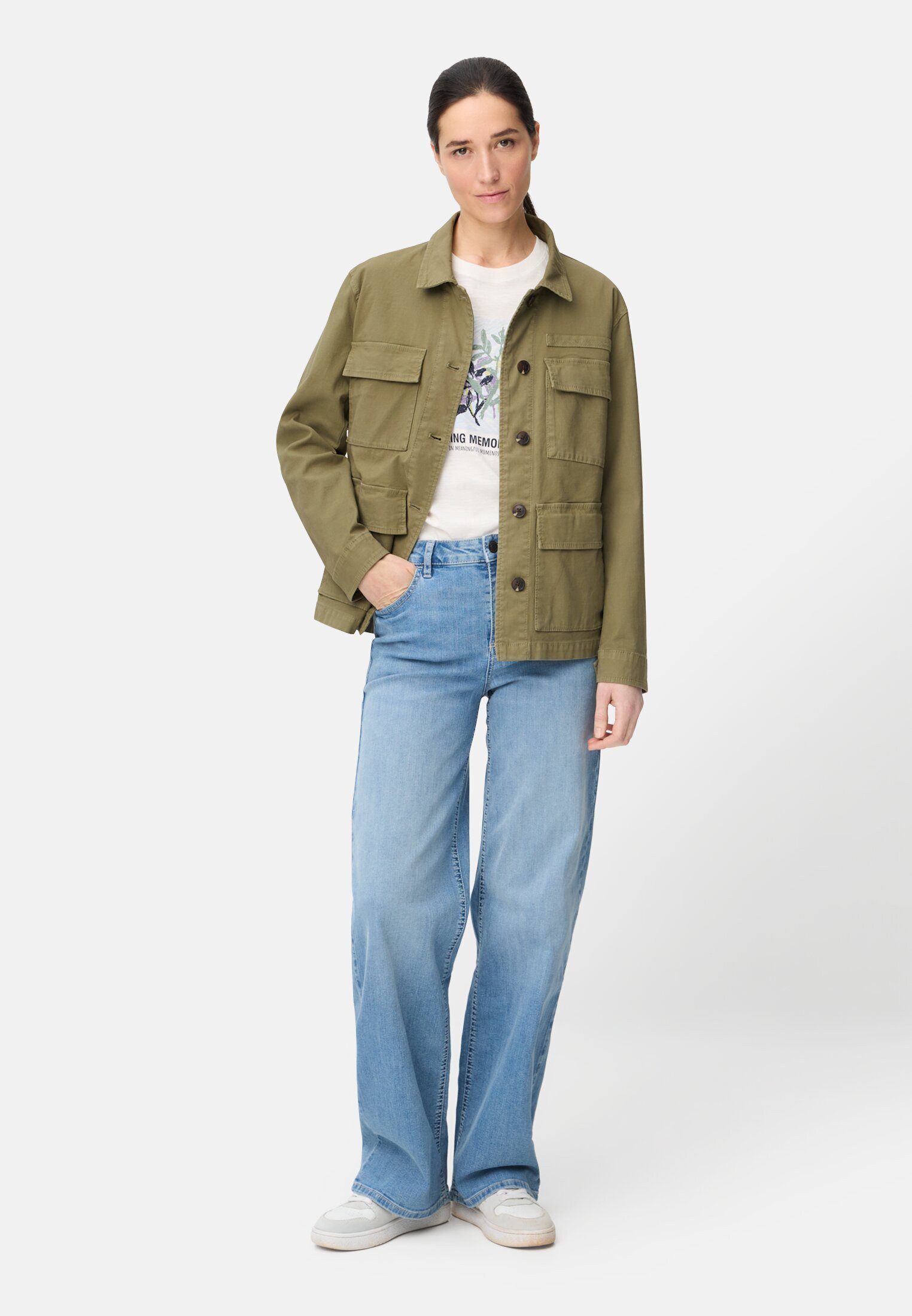 camel active Jackenblazer aus Baumwollmix Langarm Hemdblusenkragen