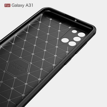 König Design Handyhülle, Samsung Galaxy A31 Handyhülle Carbon Optik Backcover Grau