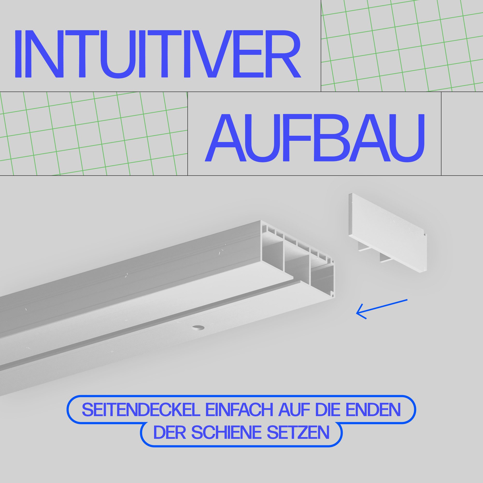 Bestlivings Gardinenschiene Seitendeckel, 1-läufig, geklemmt, Kunststoff, 2er-Pack, robust, Stopper-Funktion, Steckmontage, Made in EU – Bild 3 von 5