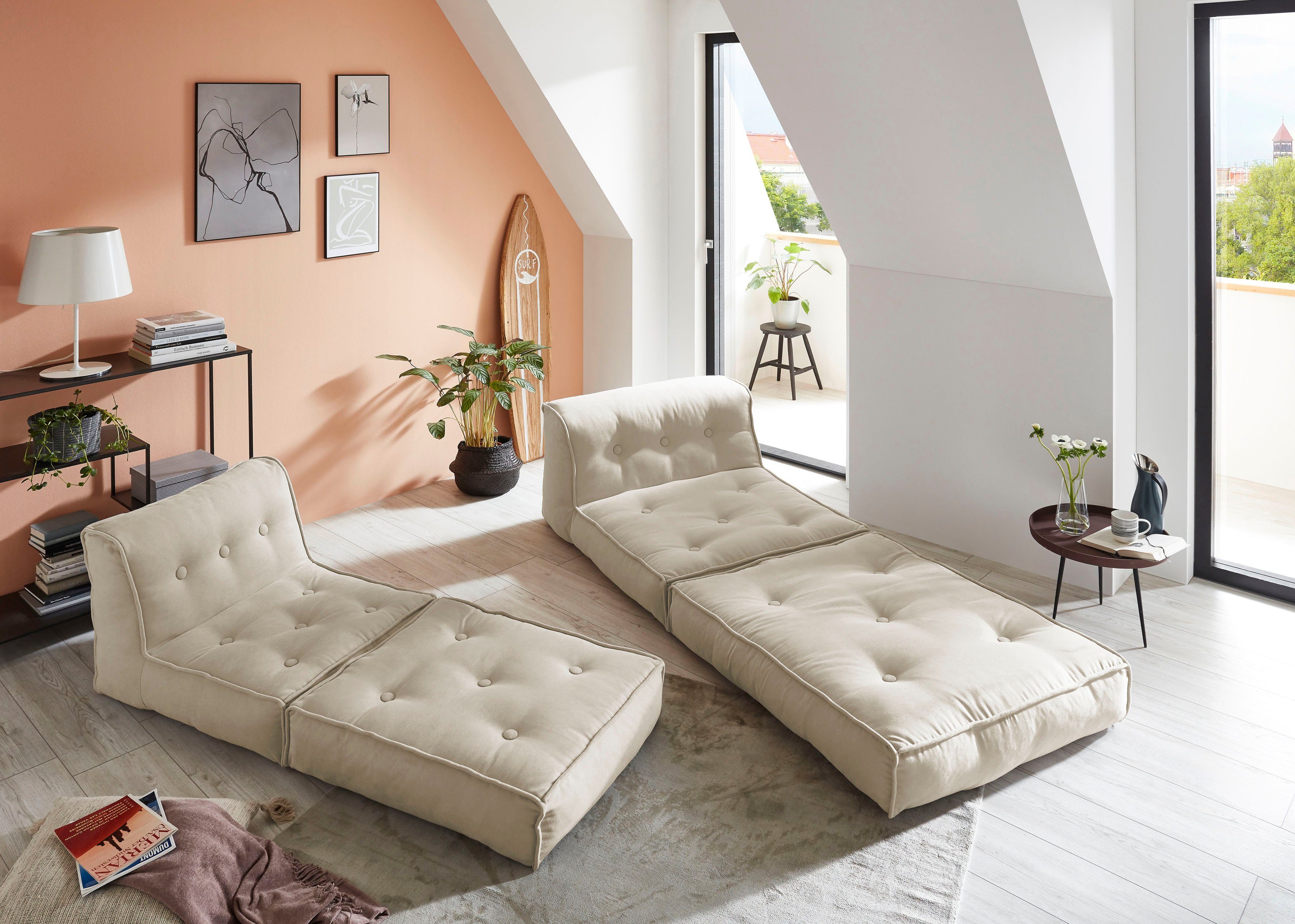 my home Sessel »Caspar«, Loungesessel in 2 Größen, mit Schlaffunktion und  Pouf-Funktion. online kaufen | OTTO