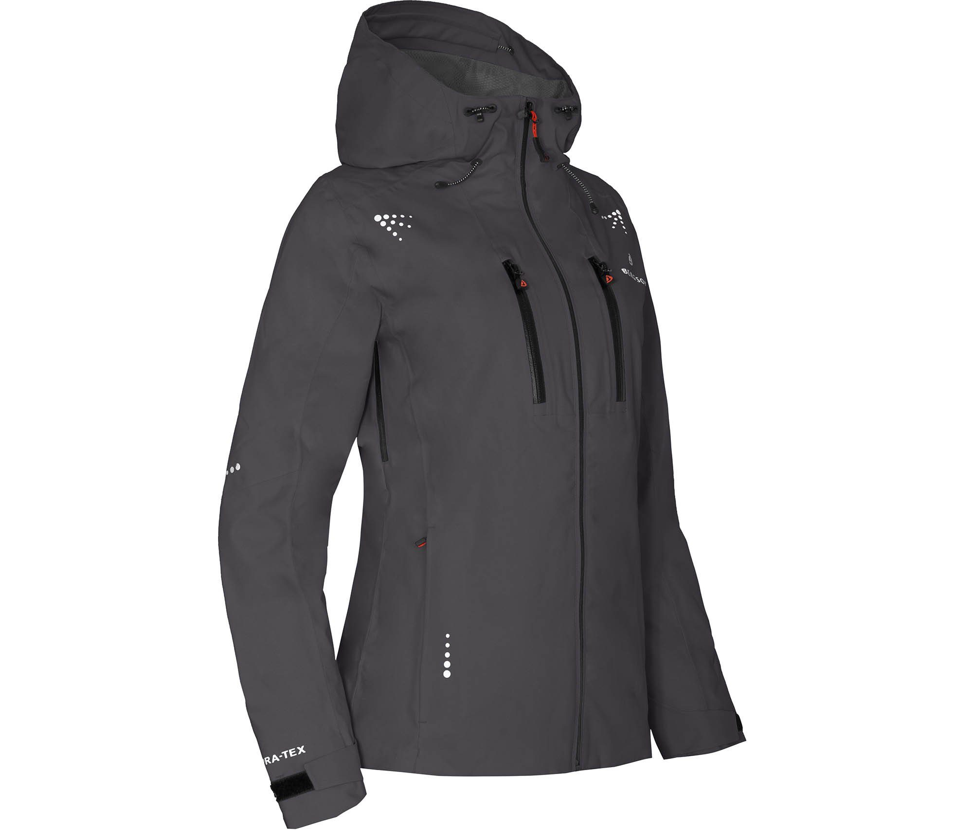 Bergson Outdoorjacke LEKNES Damen Regenjacke, recycelt, Netzfutter, 20000 mm Wassersäule, Normalgrößen, grau