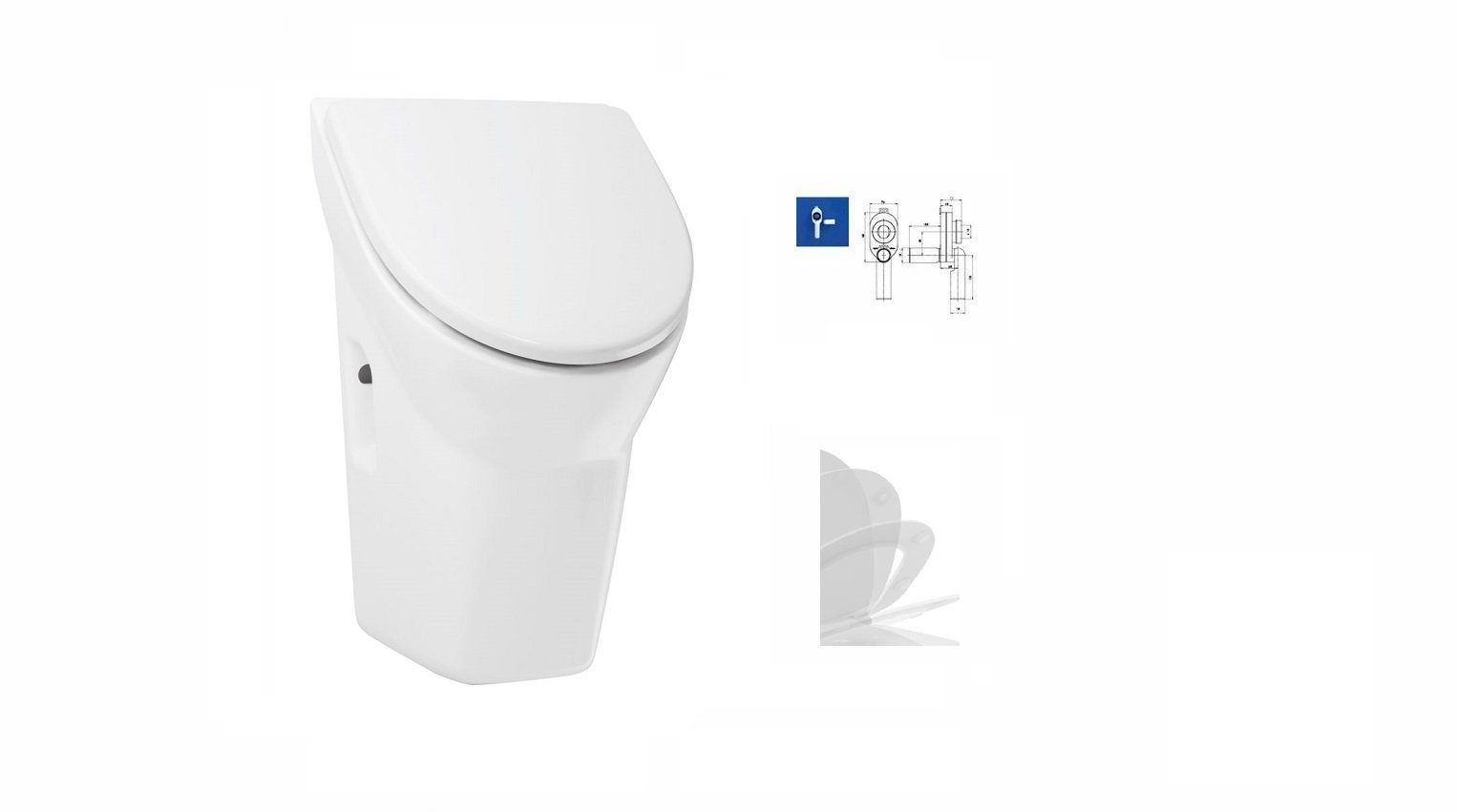 HGMBAD Urinal »Urinal Deckel mit SoftClose Geberit Vorwandelement«, Sanitärkeramik, Abgang