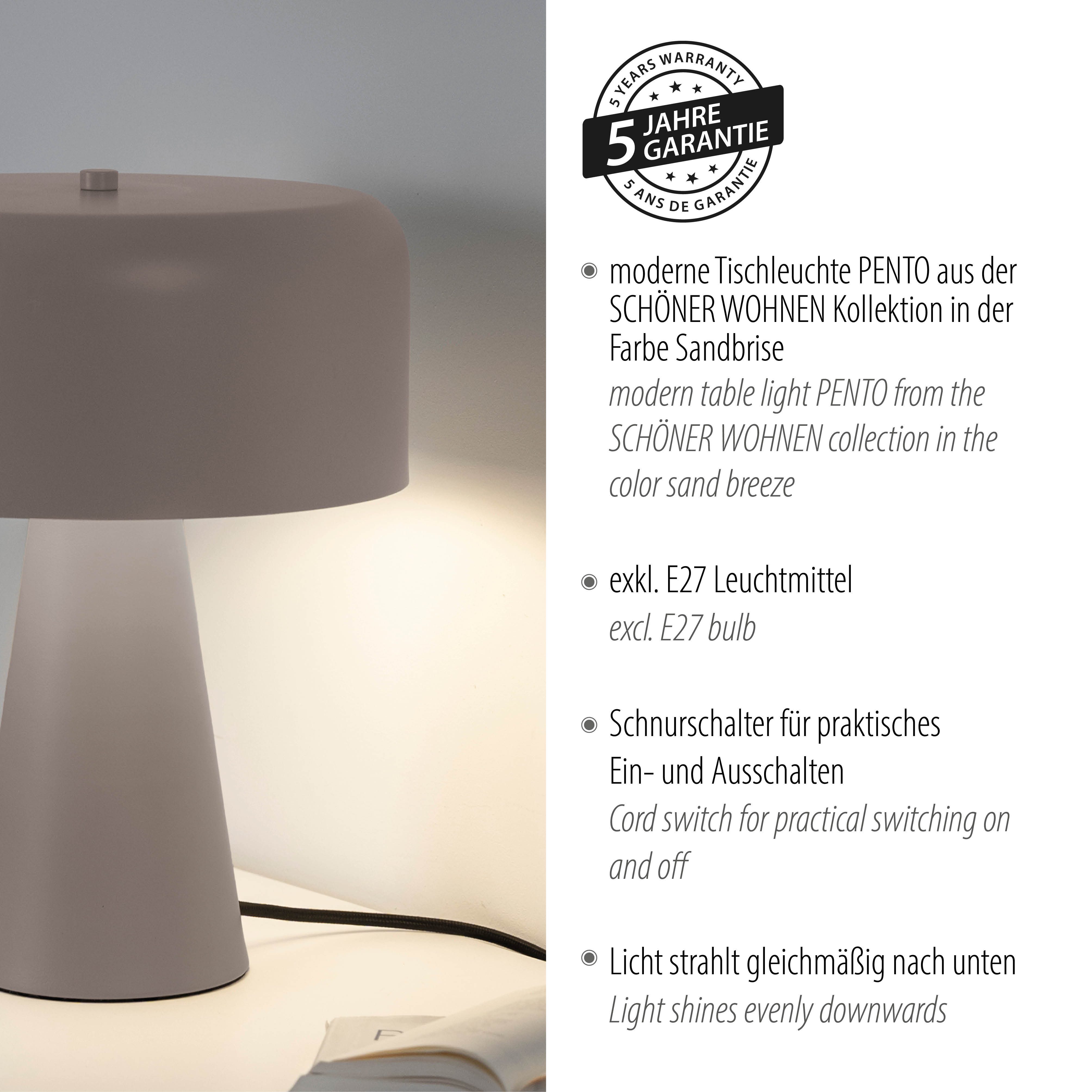 SCHÖNER WOHNEN-Kollektion LED Tischleuchte PENTO, Ein-/Ausschalter, ohne Leuchtmittel, SCHÖNER WOHNEN Kollektion, Schnurschalter, Downlight – Bild 4 von 5