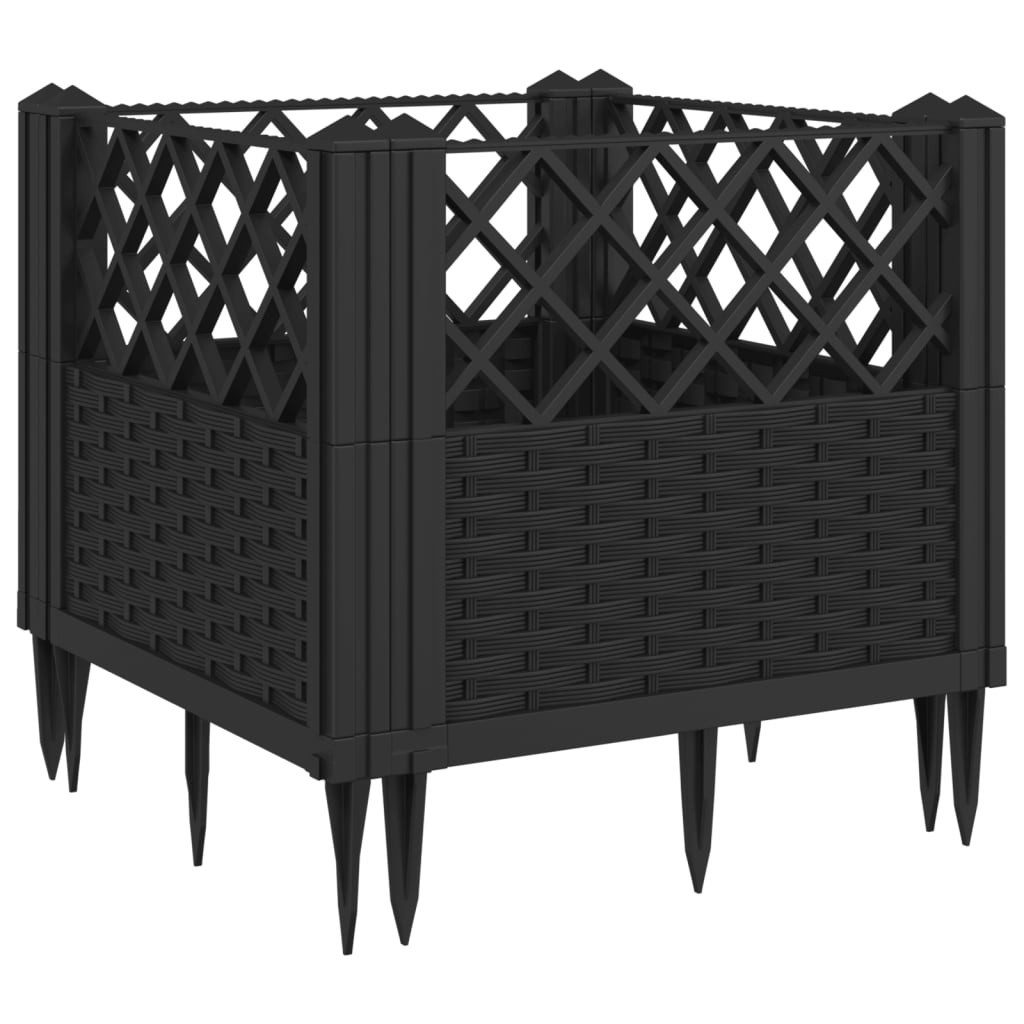 vidaXL Blumentopf Pflanzkasten mit Erdspießen Schwarz günstig online kaufen