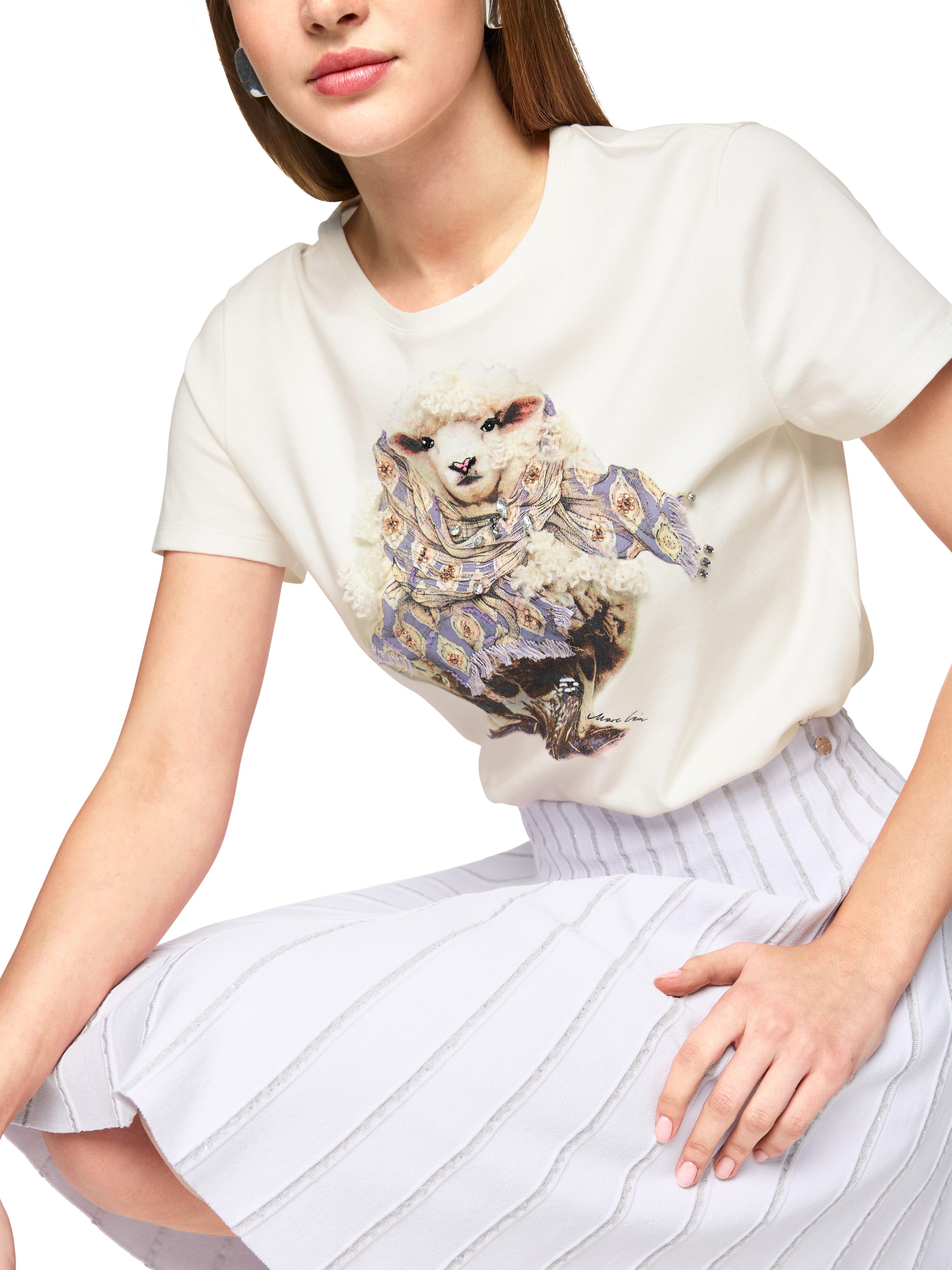 Marc Cain T-Shirt Romantic Tresaures Premium Damenmode Rundhals, 3D-Applika günstig online kaufen