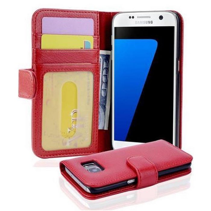 Cadorabo Handyhülle 3 Kartenfächer Samsung Galaxy S7 Klappbare Handy Schutzhülle - Hülle - mit Standfunktion und Kartenfach