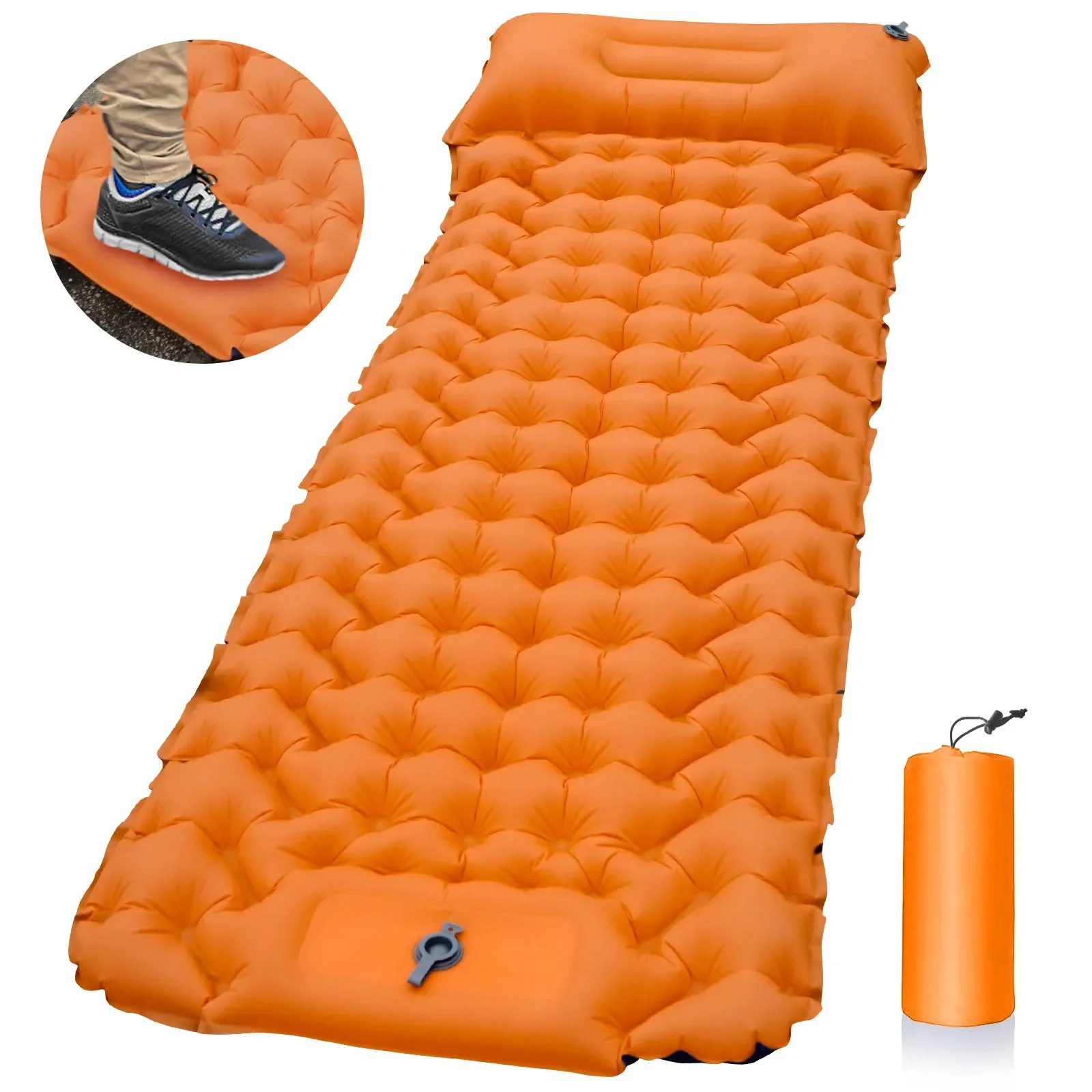 Athlix Isomatte Isomatte Outdoor Isomatte Camping aufblasbare Matratze mit Pumpe, Integrierte Pumpe, bis 200KG tragfähig, nur 800g schwer