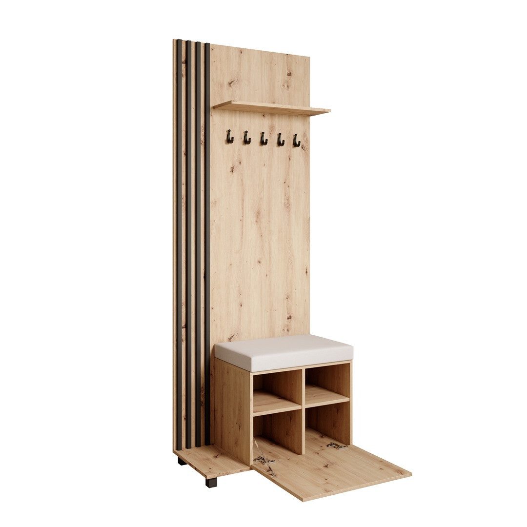 Beautysofa Garderobenschrank Garderobenschrank mit Aufhängern LIVIA (Mit eleganten Kleiderbügeln) mit Verschließbarer Schuhschrank
