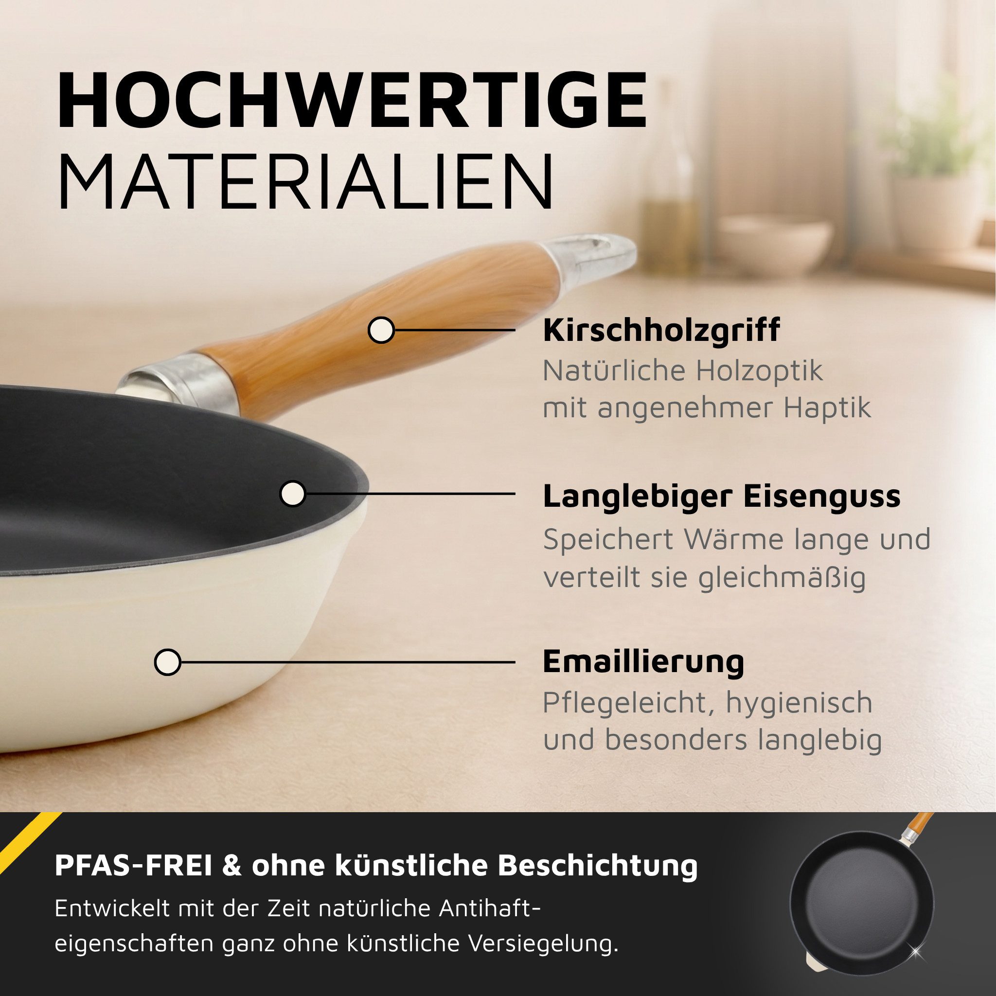 Krüger Bratpfanne Einsenguss Pfanne SAVANNA, Gusseisen (1-tlg), für Induktions-Kochfelder geeignet – Bild 5 von 5