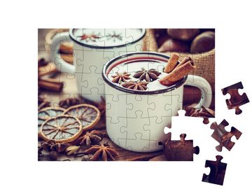 puzzleYOU Puzzle Hausgemachter Glühwein in Bechern, 48 Puzzleteile, puzzleYOU-Kollektionen Weihnachten