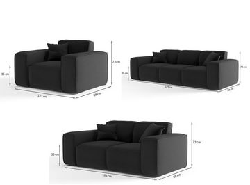 Fun Möbel Polstergarnitur Sofaset Designersofa CELES 3-2-1 in Stoff inkl. 5 Zierkissen, (Sofaset Designersofa CELES 3-2-1 in Stoff)