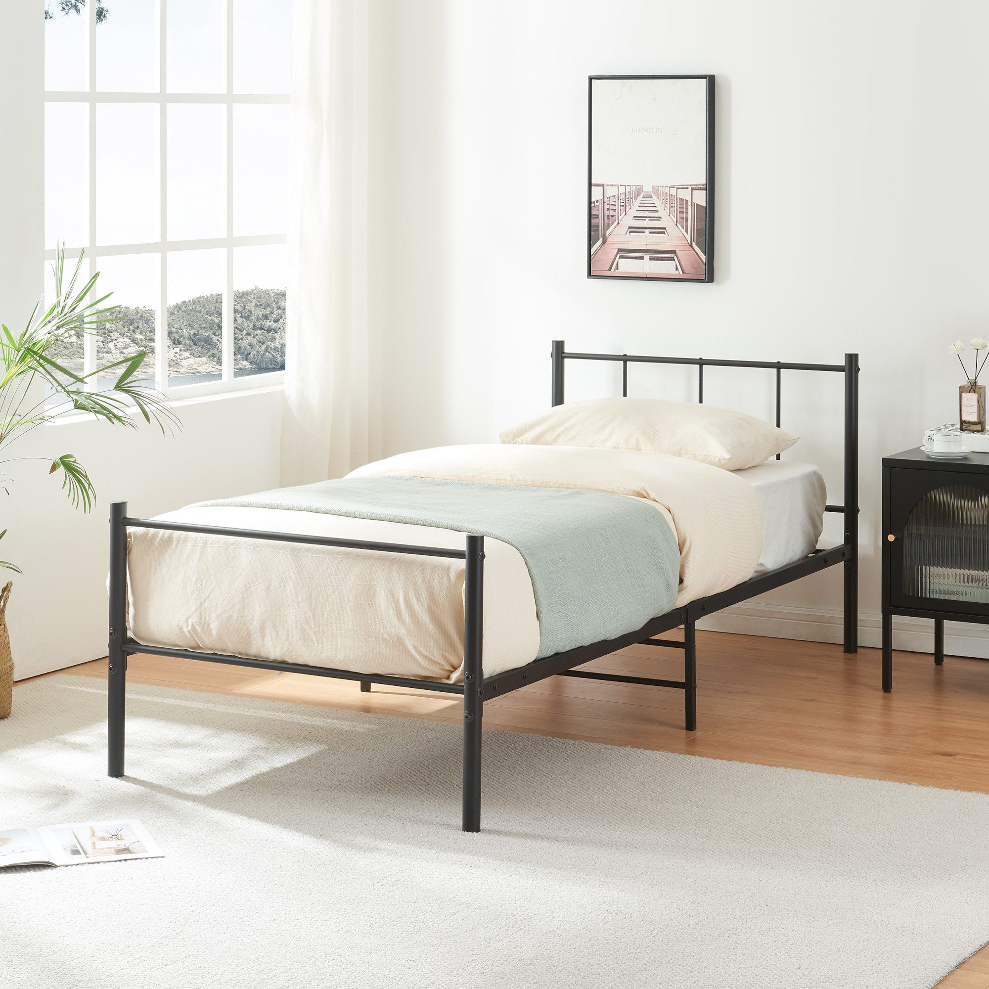 en.casa Metallbett, »Laos« 90x200 cm Schwarz günstig online kaufen