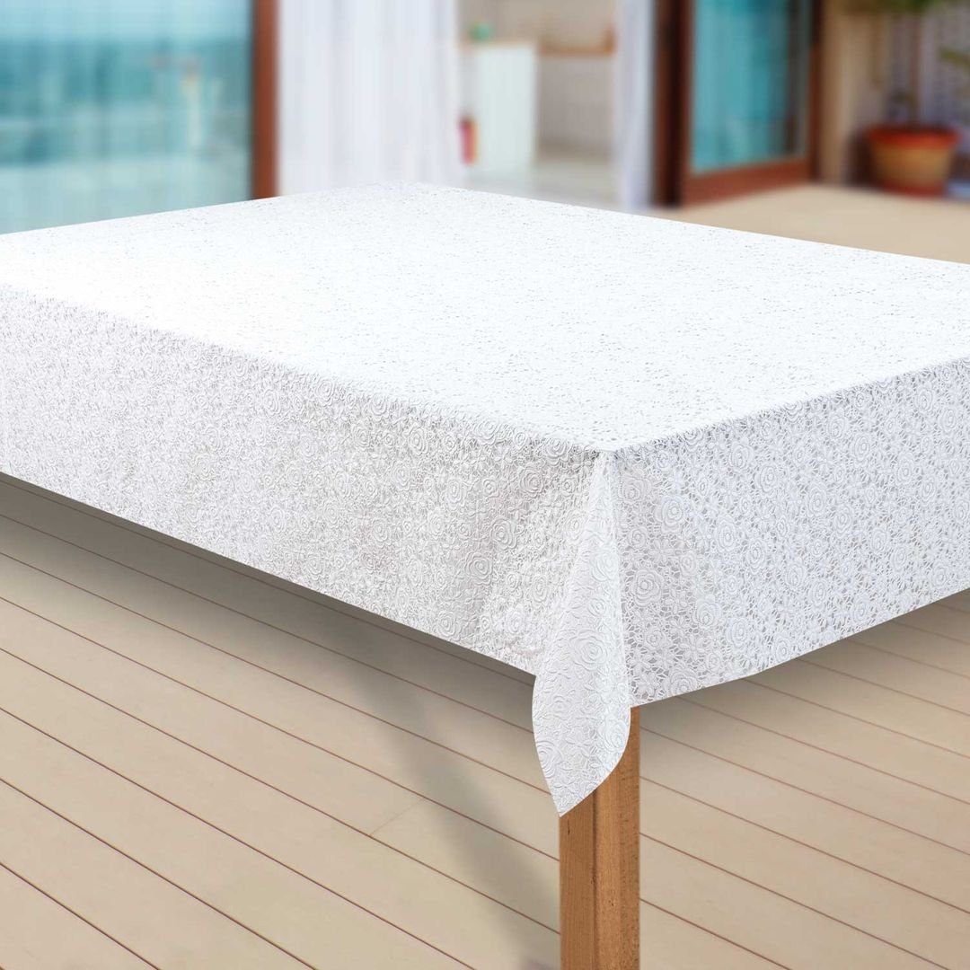 laro Tischdecke Wachstuch-Tischdecken Abwaschbar Vinyl Weiß. Röschen rechte günstig online kaufen