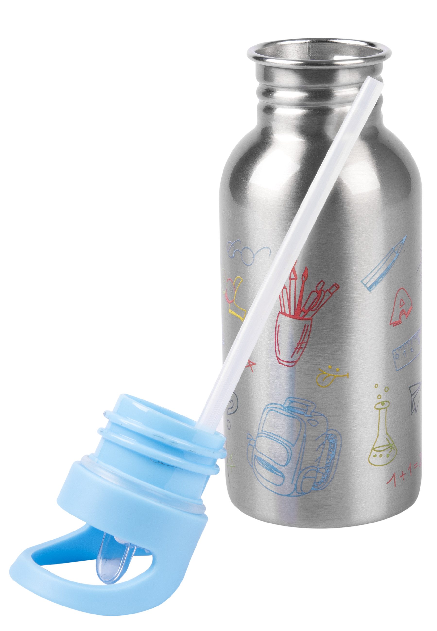 United Labels® Trinkflasche Back to school Edelstahl Trinkflasche Flasche Strohhalm 500 ml – Bild 2 von 5