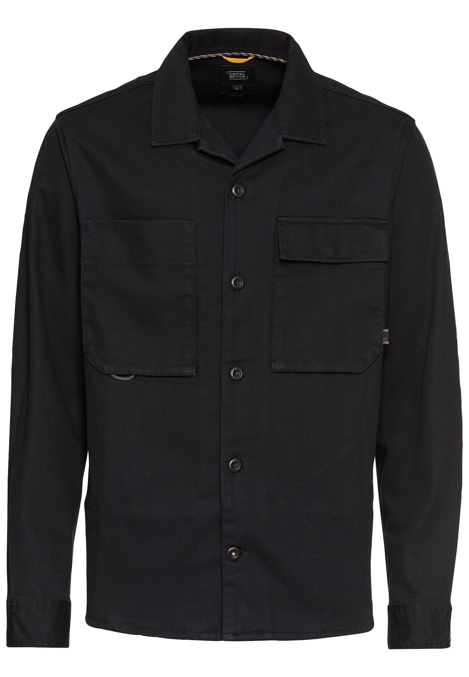 camel active Hemdjacke aus reiner Baumwolle Langarm Hemdblusenkragen Markenlogo