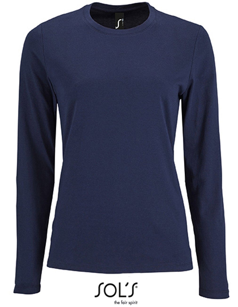 SOLS Langarmshirt 1er/2er Pack Damen Langarm-Shirt für Frauen Gr. S bis XXL (1-tlg) 100% Baumwolle - 190 g/m² Navy