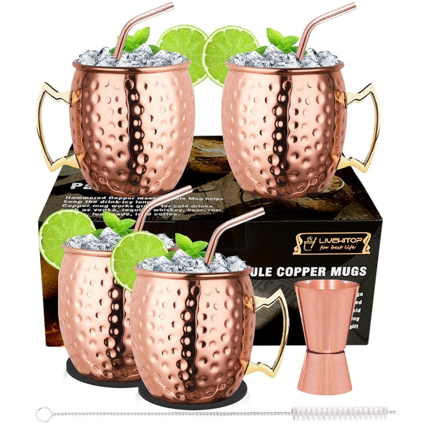 LuxusKollektion Cocktailglas Kupferbecher Moscow Mule Untersetzer Strohhalme Jigger 4, Metall