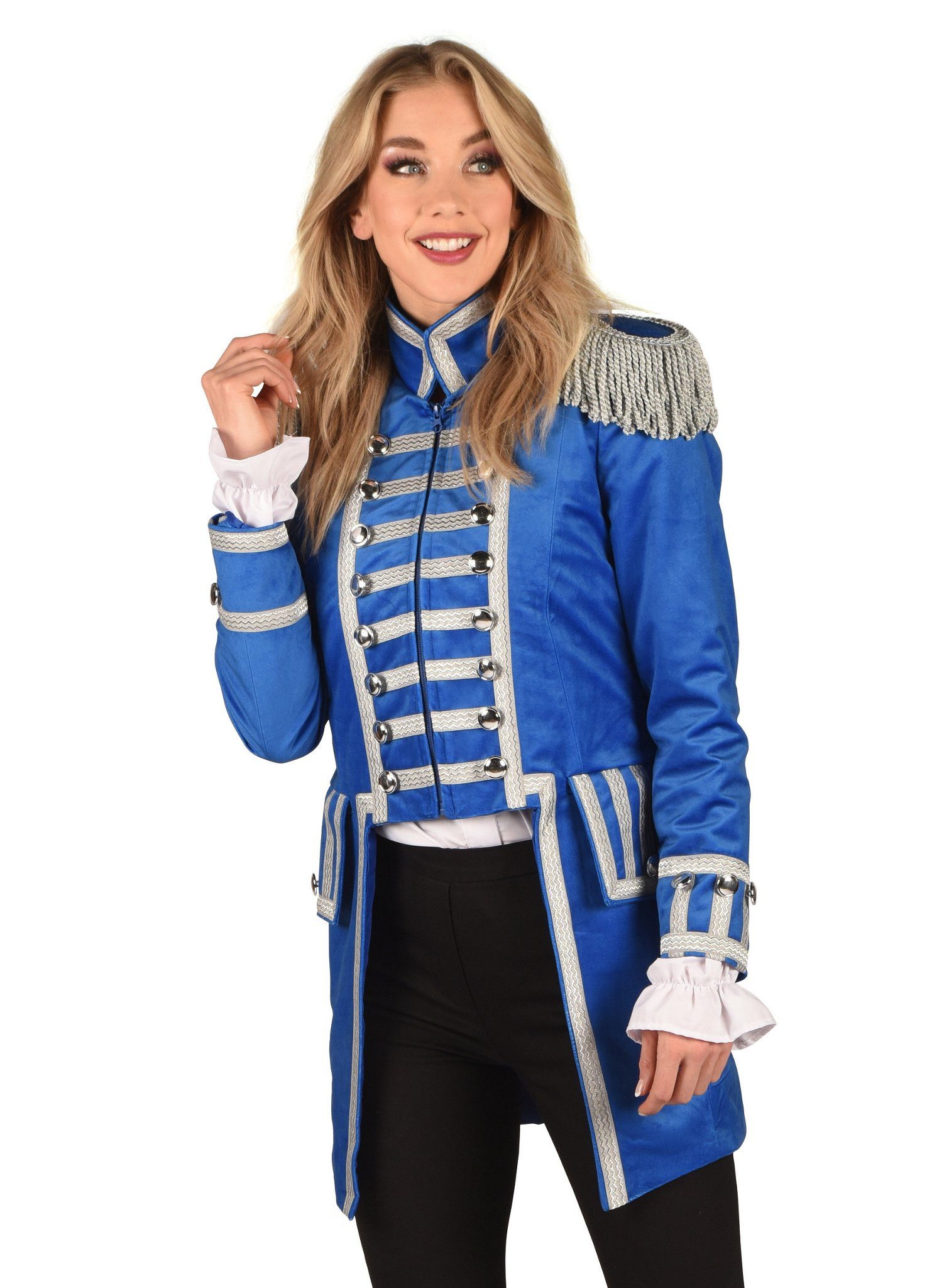 thetru Kostüm Gardejacke für Damen blau-silber, Hochwertige Uniformjacke fü günstig online kaufen