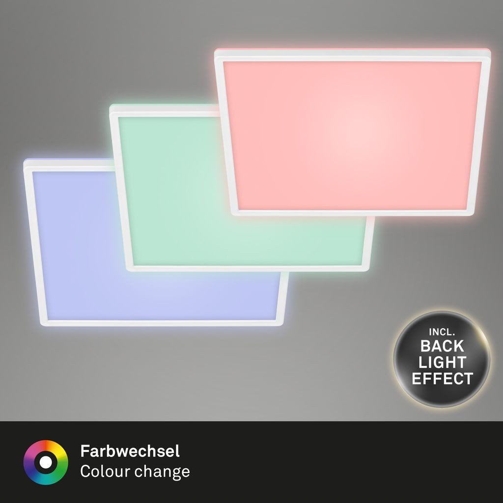 Briloner Leuchten LED Deckenleuchte 7091416, Dimmfunktion, LED fest integriert, 2700K - Extra-Warmweiß, Deckenlampe, 42x42x2,8cm, Weiß, 22W, Wohnzimmer, Schlafzimmer, Küche