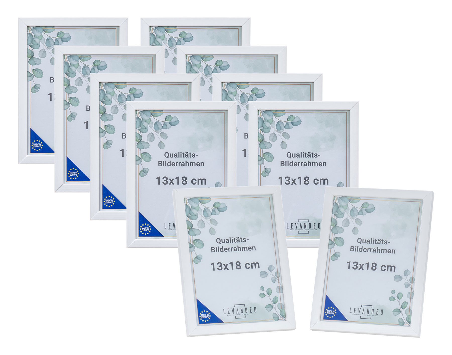 Levandeo® Bilderrahmen, 10er Set Bilderrahmen Echtholz Made in EU 13x18 Wei günstig online kaufen