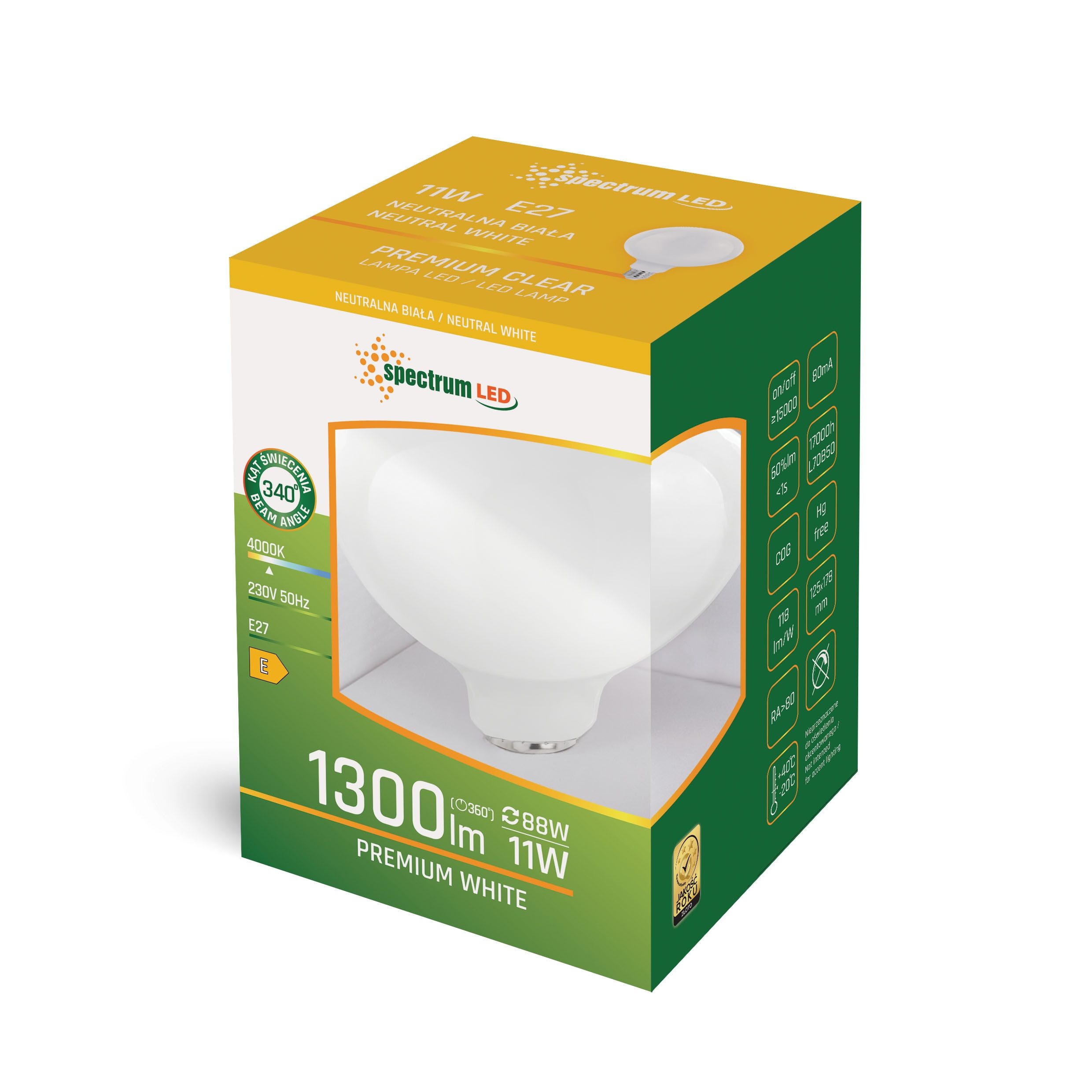 Spectrum LED-Leuchtmittel LED E27 G125 Globe Filament 11W=88W 230V 1300lm 3 günstig online kaufen