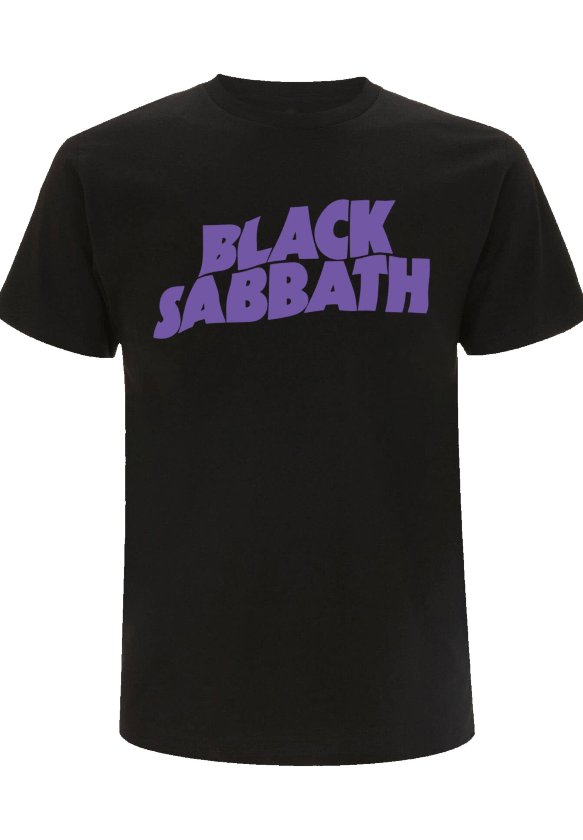 schwarz Print F4NT4STIC Wavy Black T-Shirt Logo Sabbath