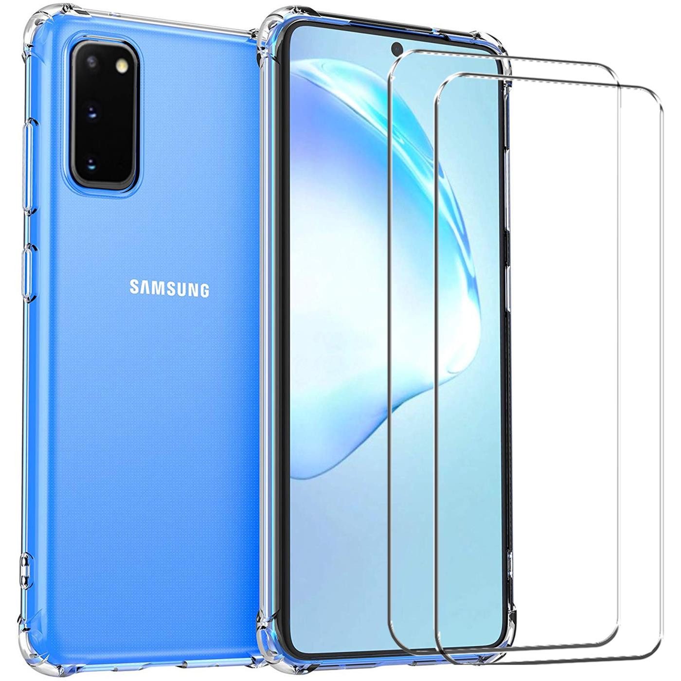 CoolGadget Handyhülle Transparent als 2in1 Schutz Cover Set für das Samsung Galaxy A71 6,7 Zoll, 2x 9H Glas Display Schutz Folie + 1x TPU Case Hülle für Galaxy A71