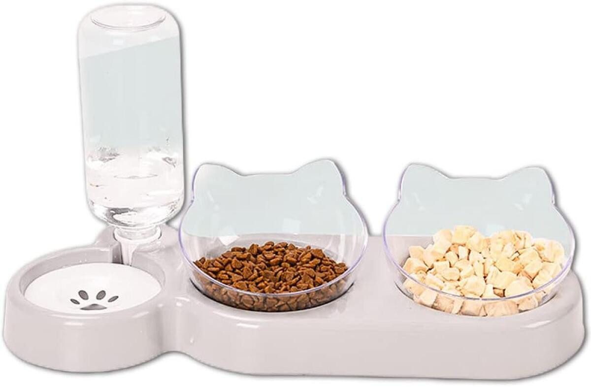 FELIXLEO Napf-Set 3 in 1 Katzennapf Set Futternapf Wassernapf Doppelnapf mit Spender