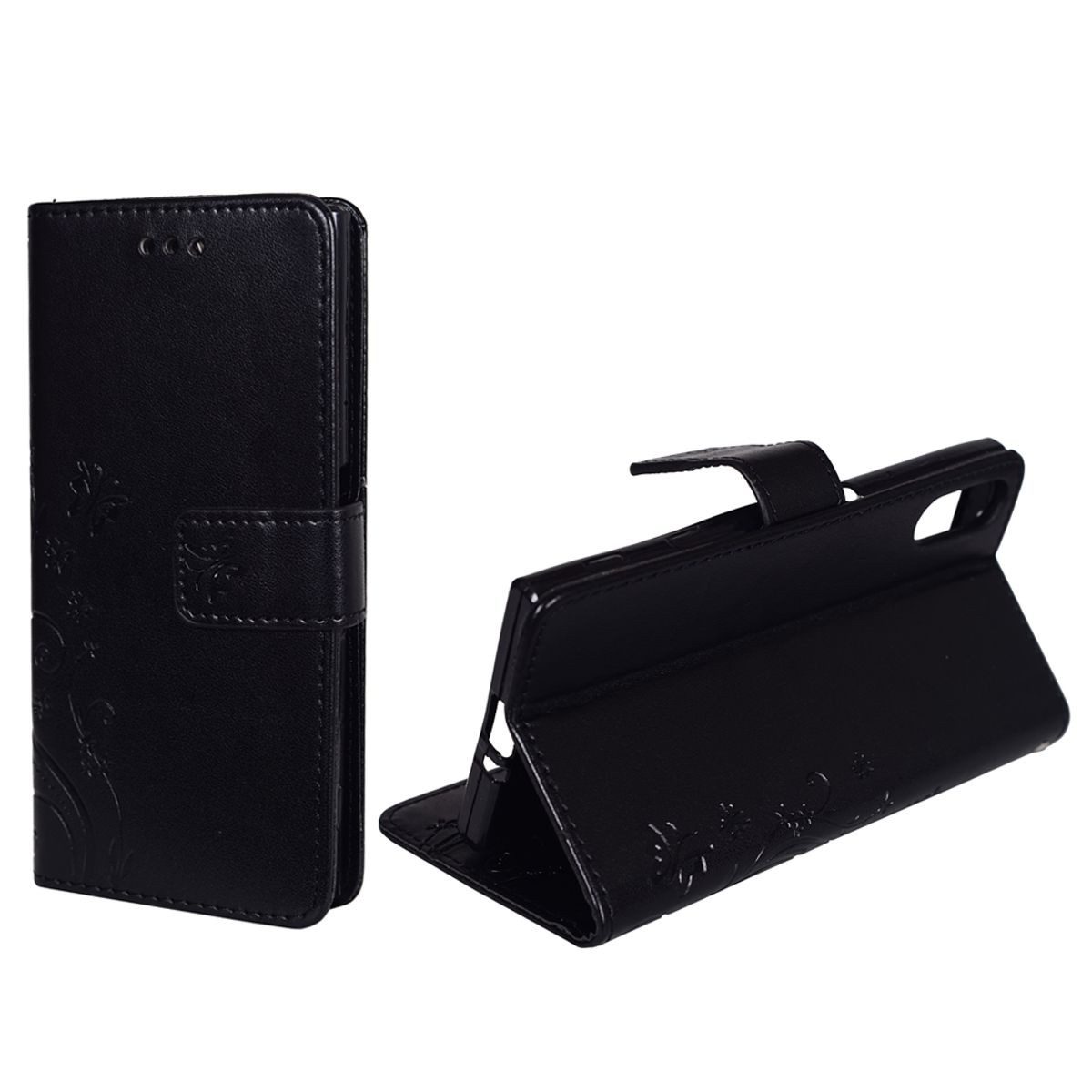 König Design Handyhülle Sony Xperia XZ, Sony Xperia XZ Handyhülle Bookcover Schwarz
