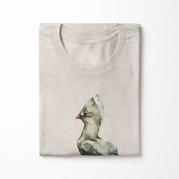 Sinus Art T-Shirt Herren Shirt Organic T-Shirt Aquarell Motiv Paradiesvogel Blume Bio-Baumwolle Ökomode Nachhaltig Fa (1-tlg)