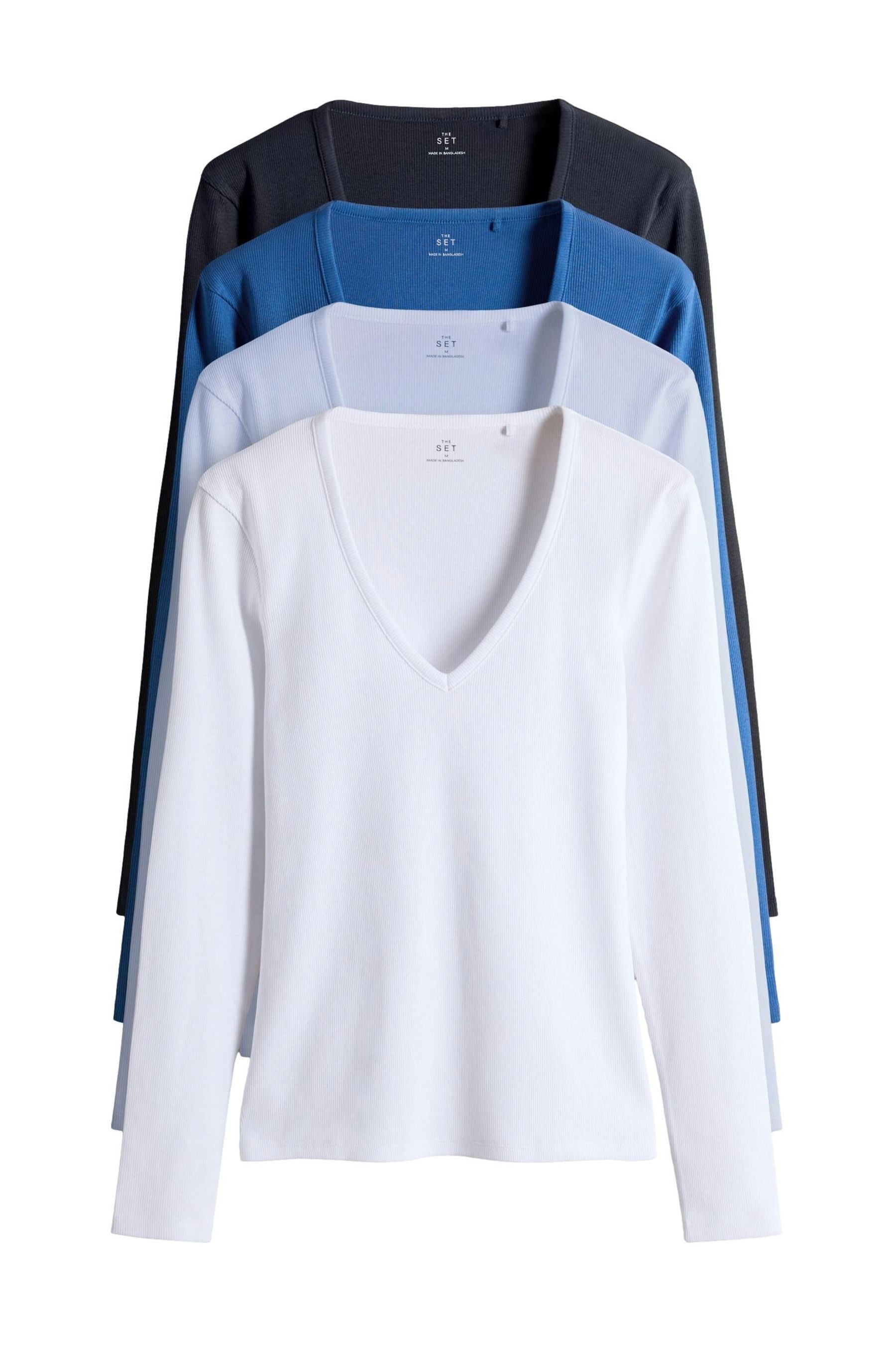 The Set Langarmshirt The Set Langarmshirts mit V-Ausschnitt, 4er-Pack (4-tl günstig online kaufen