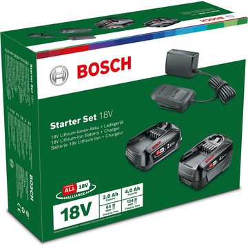 Bosch Home & Garden Akku Starter-Set (18,0 V, 3 St), bestehend aus 2 Akkus und 1 Ladegerät