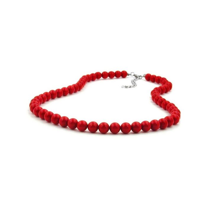 Gallay Perlenkette Kette 8mm Kunststoffperlen rot-glänzend 50cm
