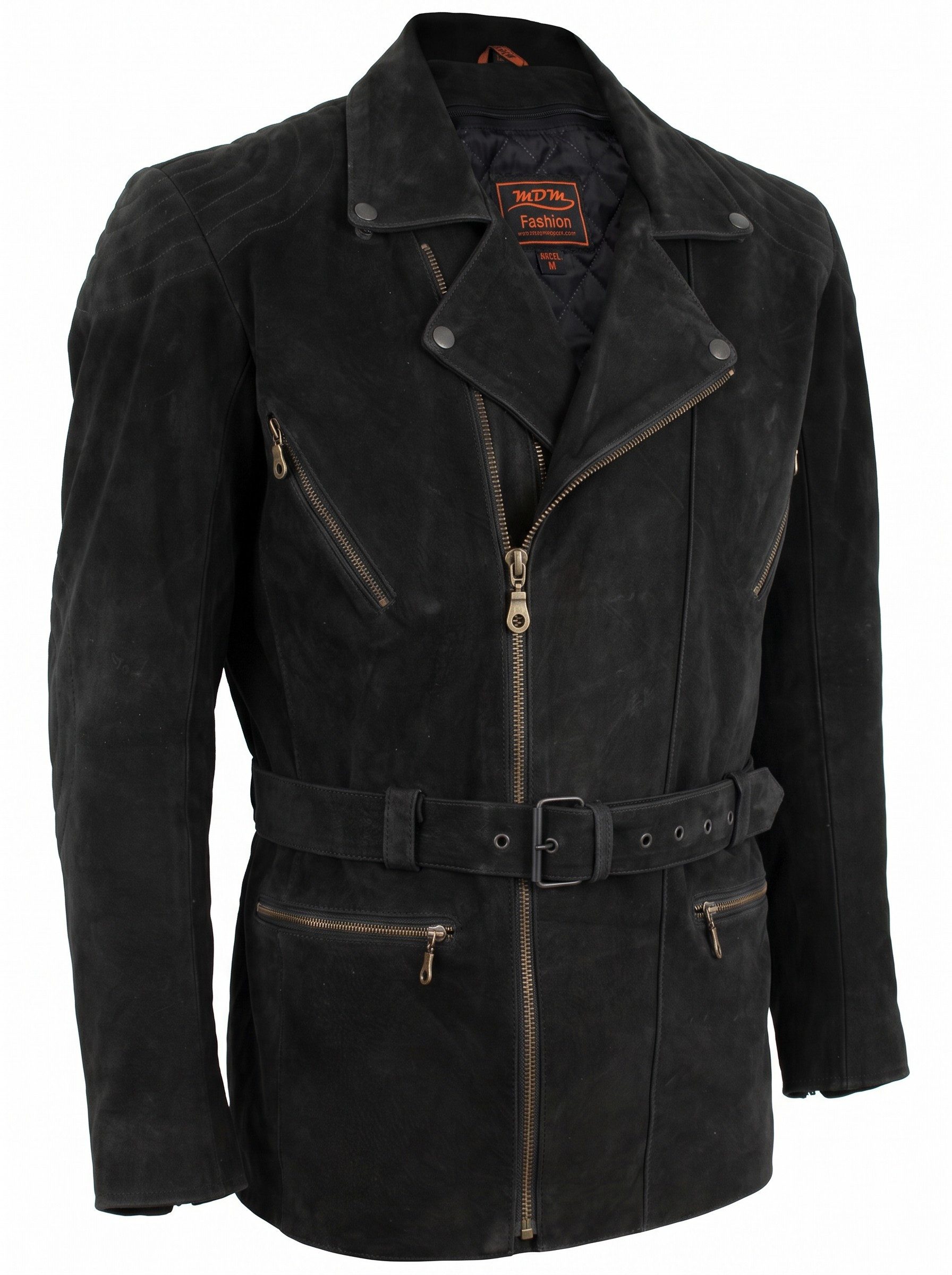 MDM Motorradjacke Längere Herren Motorrad Leder Jacke Klassischen Chopper Look Klassische Motorrad Chopper Leder Jacke – Bild 3 von 5