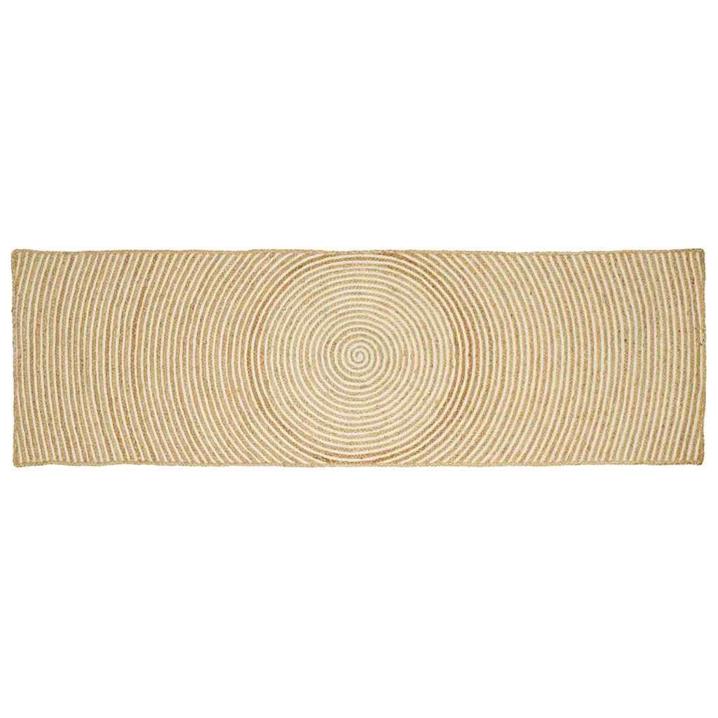 vidaXL Teppich Teppich Natürlich und Weiß 60 x 250 cm Jute, Rund