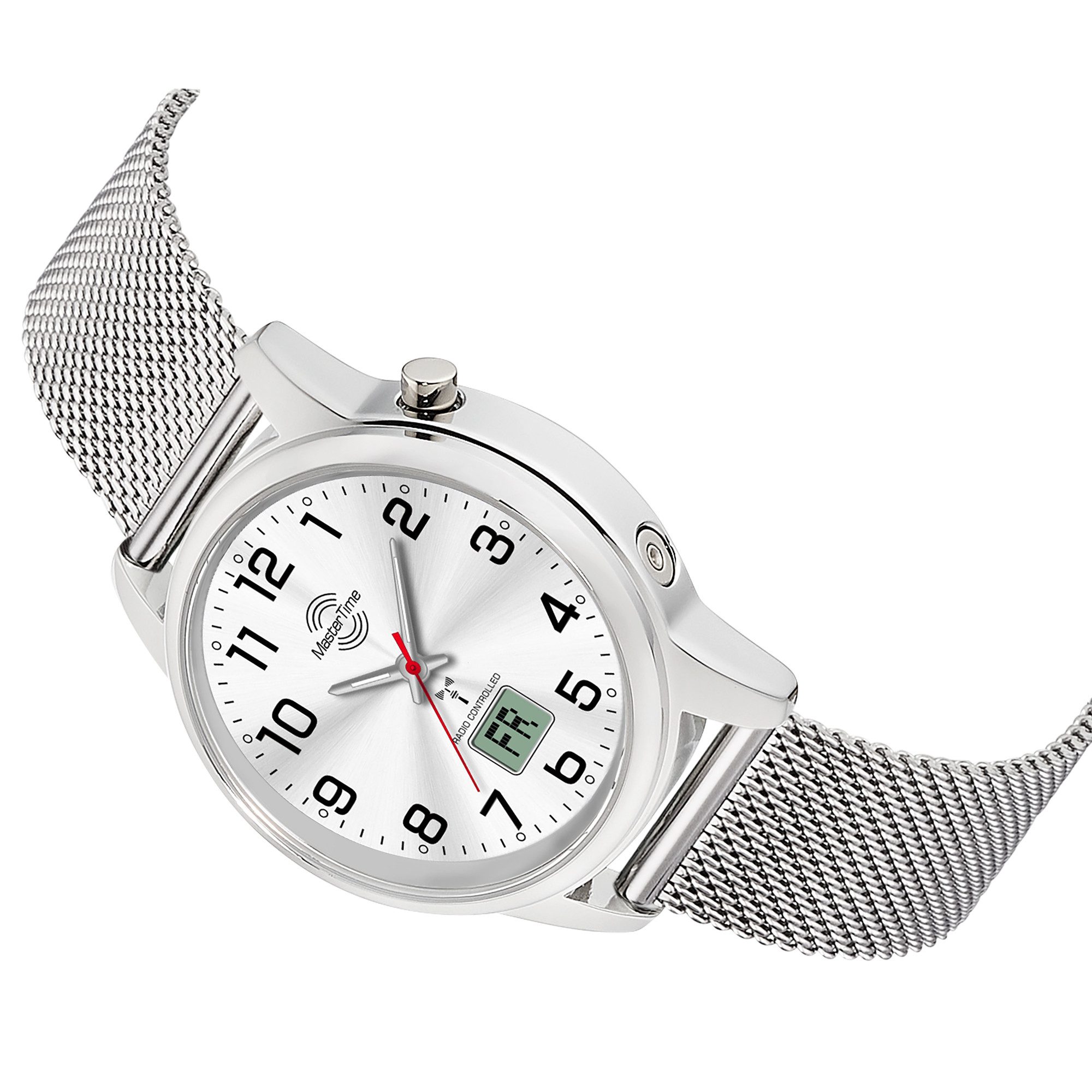 MASTER TIME Funkuhr Lady Line MTLA-101001-42M, Quarzuhr, Armbanduhr, Damenuhr, Edelstahlarmband, analog, digital