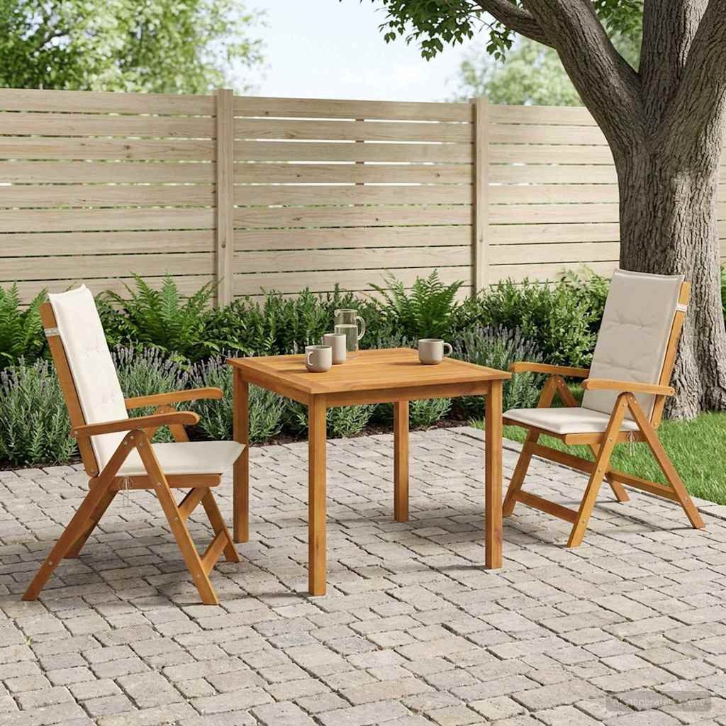 vidaXL Garten-Essgruppe 3-teilige Garten-Essgruppe Natur Massivholz