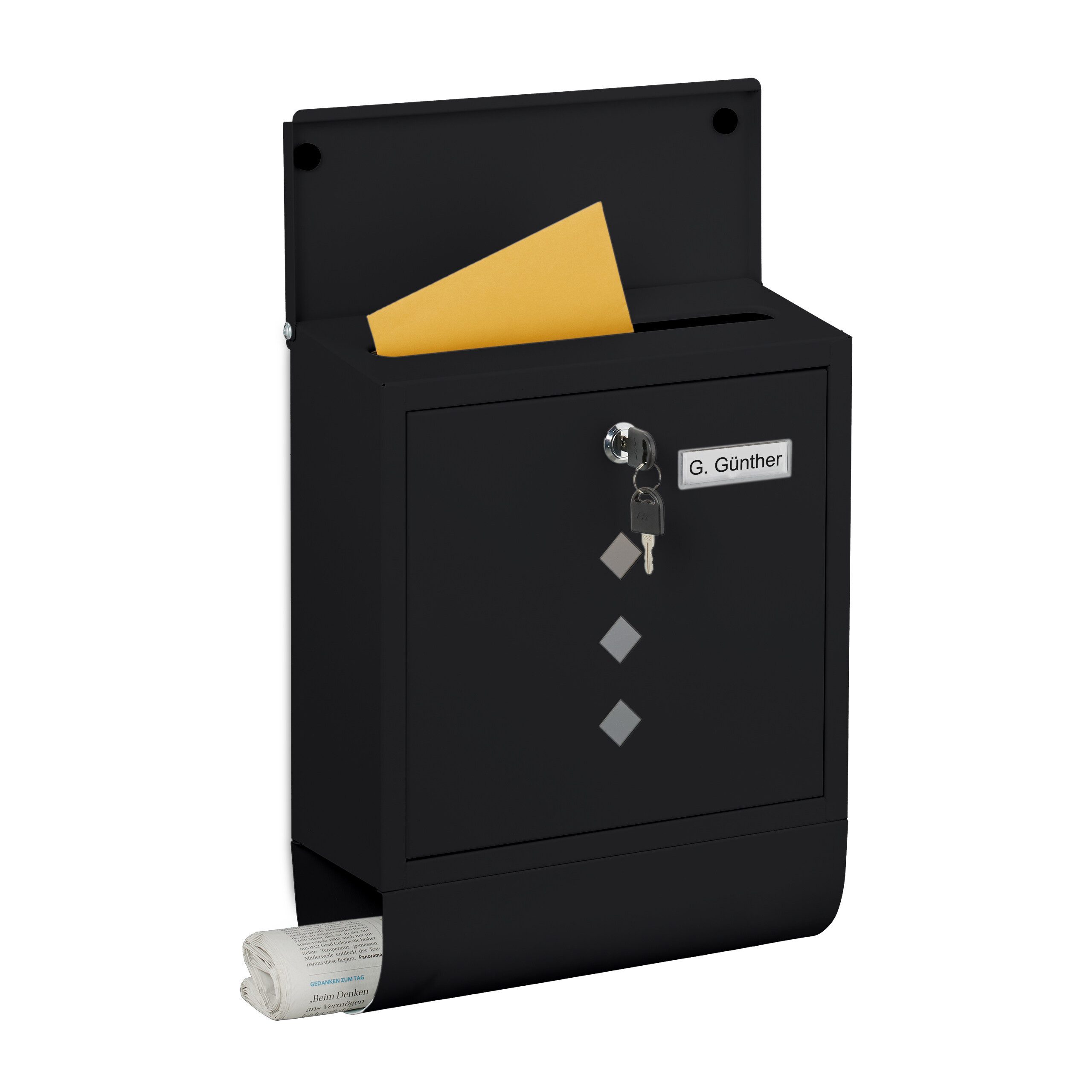 relaxdays Briefkasten mit Zeitungsfach (1-St), schwarz günstig online kaufen
