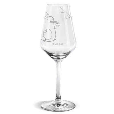 Mr. & Mrs. Panda Weißweinglas Avocado Party Time - Transparent - Geschenk, Gesund, Geburtstag, Vegg, Premium Glas, Premium Gravur