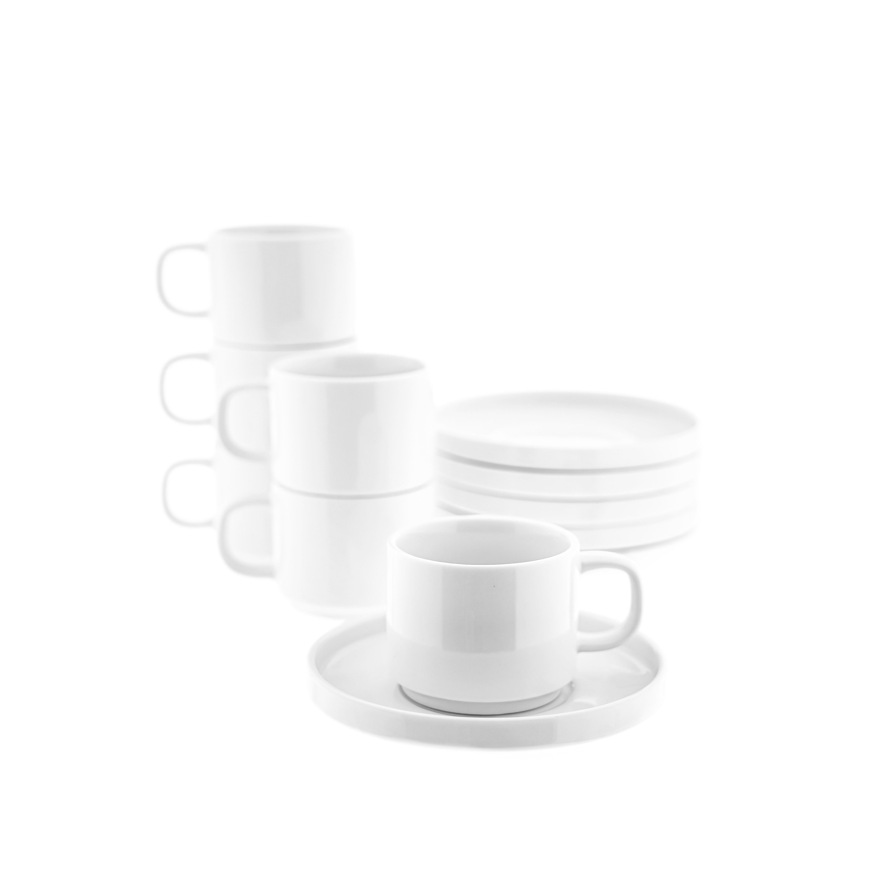Almina Kaffeeservice Mokkatassen 100 ml - 12-teiliges Set in Weiß (12-tlg), 6 Personen, Porzellan, 12 Teile, für 6 Personen