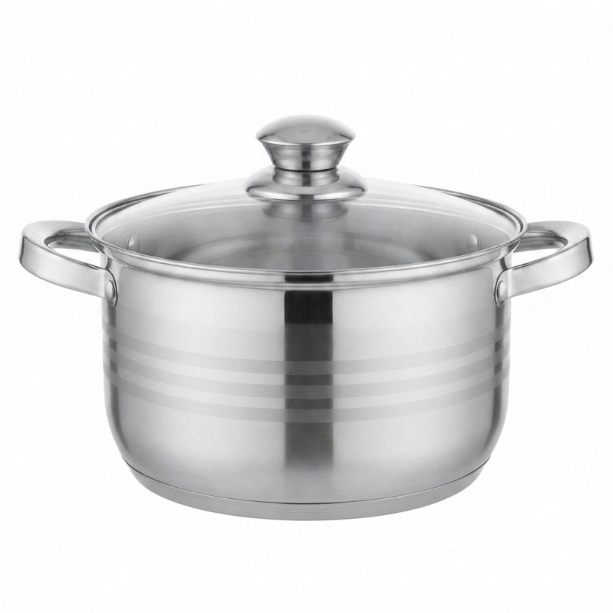 4BIG.fun Suppentopf Edelstahl Kochtopf 6 L mit Glasdeckel - Profi-Topf 24 cm Kapselboden, Edelstahl (Gemüsetopf Fleischtopf Schmortopf, Kapselboden Literskala Dampfauslass), induktionsgeeignet spülmaschinengeeignet