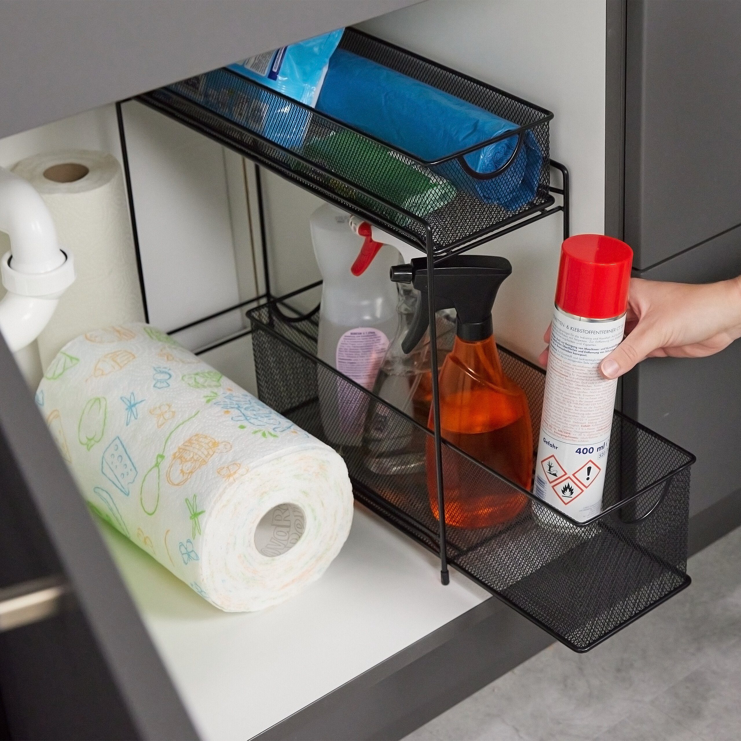 relaxdays Küchenregal Metall Küchenschrank Organizer, schwarz günstig online kaufen