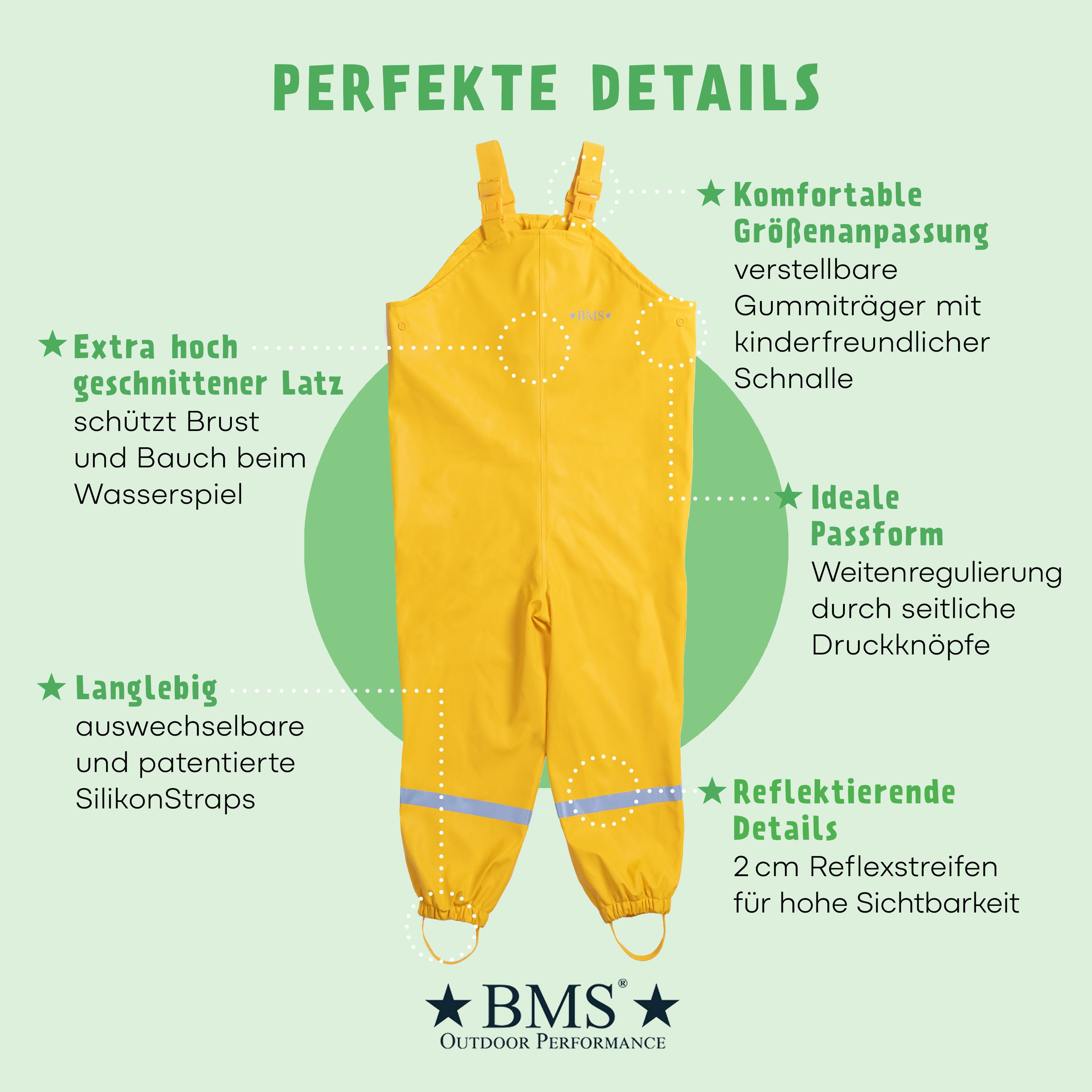 BMS Regen- und Matschlatzhose Räuberwald 100% wasserdichte Regenlatzhose OekoTex zertifiziert – Bild 4 von 5