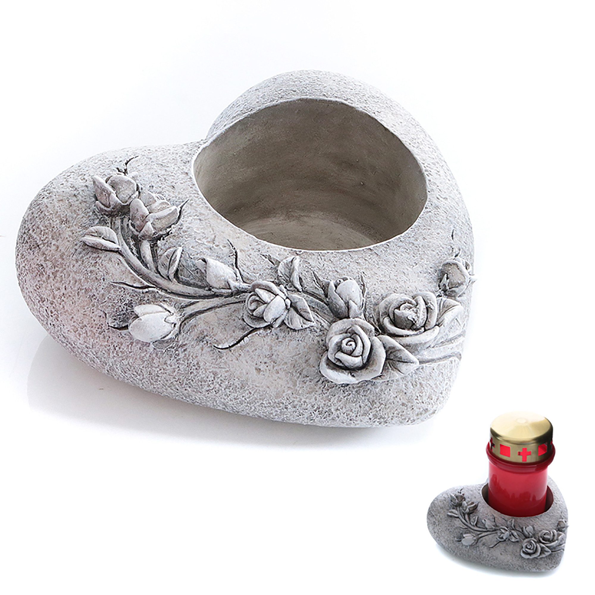 Annastore Gartenfigur Grabschmuck Herz als Grablichthalter günstig online kaufen